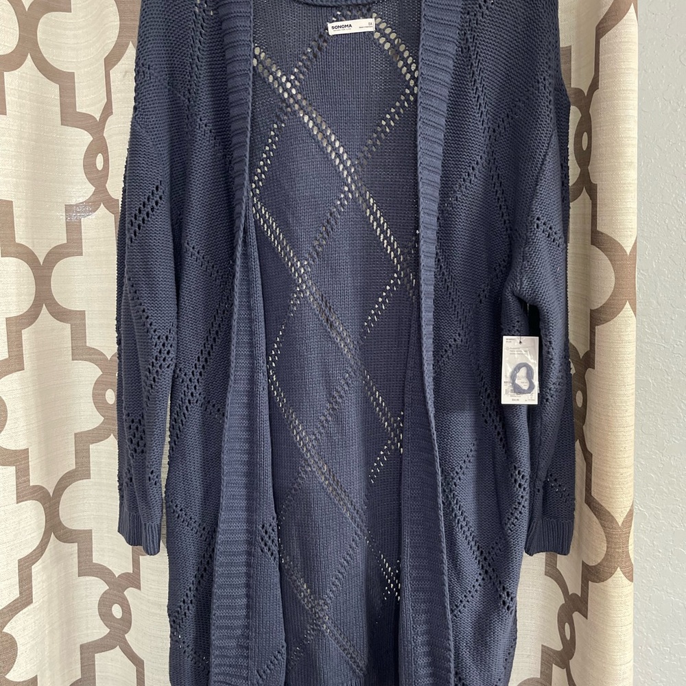 Sonoma Women's Dark Blue Knit Cardigan